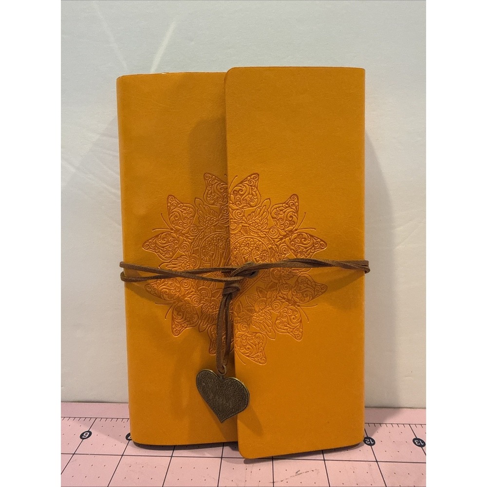 Leather Bound Journal w/Butterflies & Hearts Lined Paper Genuine Leather 7.5X5